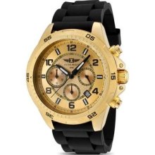 I By Invicta 10015-003 Gold Dial 18k Rose Gold Plated Silicone Strap Men's Watch