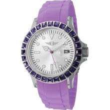 I by Invicta Watches Women's Purple Crystal Silver Dial Purple Silicon