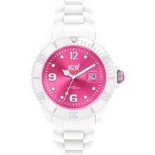 Ice-Watch Women's Ice-White SI.WP.U.S.10 White Silicone Quartz Watch with Pink Dial