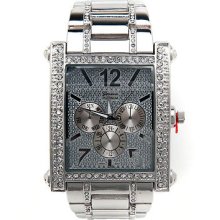 Iced Out Silver Hip Hop Bling Geneva Platinum Watch With Metal Band