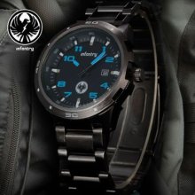 Infantry Fashion Mens Black Stainless Steel Analog Date Quartz Sport Wrist Watch