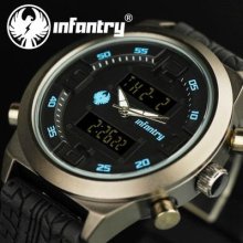 Infantry Outdoor Sport Royal Mens Black Rubber Strap Digital Quartz Watch Uk