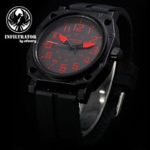 Infantry Police Mens Army Quartz Analogue Sport Wrist Watch Black Rubber Uk