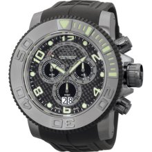 Invicta 0413 Men $1995 Sea Hunter Gun Dial Chrono Black Polyurethane Watch
