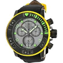 Invicta 10713 Men's Sea Hunter Black Strap Gunmetal Tone Yellow B ...