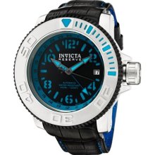 Invicta 1130 Men's Reserve Black Leather Strap Automatic Watch