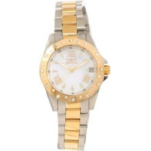 Invicta 12855 Two Tone Crystal Accented Women's Watch Mop Dial
