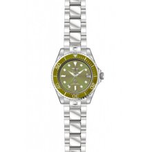 Invicta 13863 Women's Grand Diver Green Dial Steel Bracelet Automatic Dive Watch