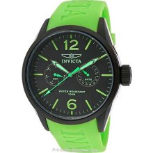Invicta I-Force Black Dial Black IP Case Green Polyurethane Invicta-11762