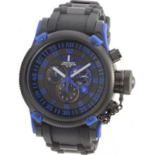 Invicta Men's Black Stainless Steel Russian DIver Swiss Quartz Rubber Strap Blue 0518