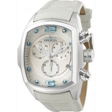 Invicta Mens Lupah Collection Chronograph White Dial & Leather Band Watch