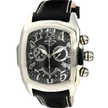 Invicta Men's Lupah Stainless Steel Case Black Tone Dial Chronograph Leather Strap 13691