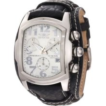 Invicta Mens Lupah Swiss Chronograph Silver Dial Black Leather Strap Watch