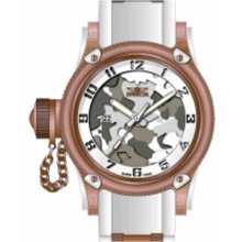 Invicta Men's Russian Diver Rose Gold Stainless Steel Case Polyurethane Strap Silver Camouflage Dial 11340