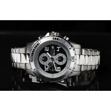Invicta Mens Signature Ii Chronograph Black Dial Stainless Steel Bracelet Watch