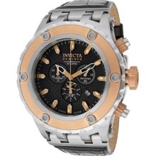 Invicta Men's Subaqua/reserve Chronograph Black Textured Dial Black Genuine Leat