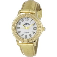 Invicta Women's 1033 Wildflower Gold Leather 18k Gold-plated Stainless Steel Wat
