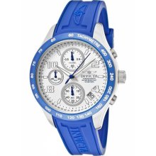 Invicta Women's Specialty Chronograph Silver Dial Blue Polyurethane