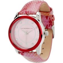 Isaac Mizrahi Live! Embossed Leather Strap Watch - Pink - One Size