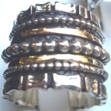 Israeli Silver Gold spinning ring jewelry wedding