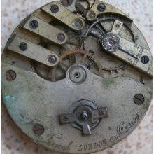 J. French London Vintage Pocket Watch Movement 43 Mm To Restore Or Parts