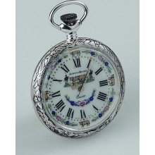 JD Manoir White Dial Open Face Quartz Pocket Watch