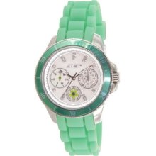 Jet Set Womens Amsterdam Stainless Watch - Green Rubber Strap - White Dial - JETJ50962-144
