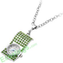 Jewelry Necklace Skate Crystal Pendant Quartz Watch Green
