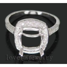 Jewelry Sets Vintage Cushion Shaped 7mm 14kt White Gold 0.54Ct Diamond Engagement Semi mount Ring