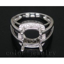 Jewelry Sets Vintage Cushion Shape 9mm 14kt White Gold 0.16Ct Diamond Engagement Semi Mount Ring