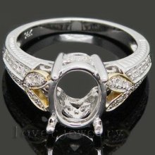 Jewelry Sets Vintage New Oval 7x9mm 14k Two Tone Gold 0.32Ct Diamond Engagement Mounting Wedding Ring
