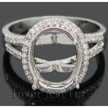 Jewelry Sets Vintage Oval 10x12mm 14kt White Gold 0.40ct Diamond Semi Mount Engagement Setting Ring