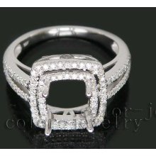 Jewelry Sets Vintage Princess 7mm 14k White Gold Diamond Semi Mount Setting Ring 2T018