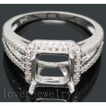 Jewelry Sets Vintage Princess Cut 8x8mm Solid 14kt White Gold 0.48Ct Diamond Engagement Wedding Ring