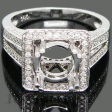 Jewelry Sets Vintage Round 8mm 14k White Gold 1.02Ct Diamond Engagement Mounting Wedding Ring