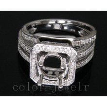 Jewelry Sets Vintage Round 8mm 14Kt White Gold 0.92Ct Diamond Semi Mount Wedding Band Ring