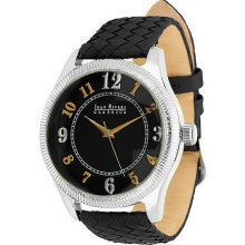 Joan Rivers Coin Edge Woven Leather Strap Watch - Black - One Size