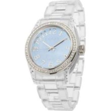 Joan Rivers Couture Blue Silvertone Luxe Sport Link Adjustable Watch