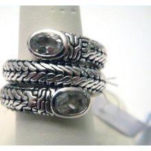 John Hardy Classic Chain Silver Double Coil Ring With White Topaz $395 Size7