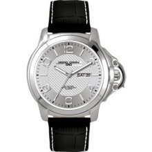 Jorg Gray Men's 1850 Series Stainless Watch - Black Leather Strap -