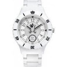 Juicy Couture Womens Girls White Taylor Plastic Strap Analog Watch 1900811