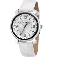 Just Cavalli Ladies Glam Analogue Watch R7251179615 With Quartz Movement, Leather Bracelet And Silver Dial