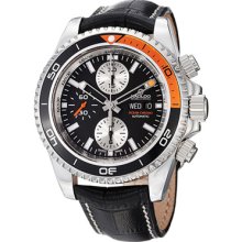 Kadloo Watches Men's Kadloo Ocean Chrono Black Dial Black Alligator Le