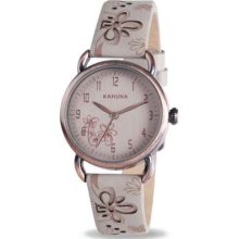 Kahuna Ladies' Mink Floral Pattern Cut Leather Strap KLS-0254L Watch