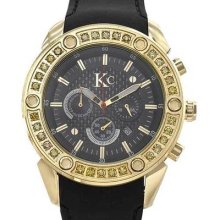Kc Diamond Men's Chronograph Date Watch W/ 3.20 Ctw Of Clean Diamonds