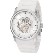 Kenneth Cole York Mens Automatic Skeleton Dial White Polyurethane Watch