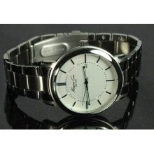 Kenneth Cole York Mens White Dial Date Window Stainless Steel Bracelet Watch