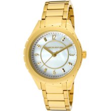 Kenneth Jay Lane Watch 2206 Women's White Mop Dial Goldtone Ip Stainless Steel
