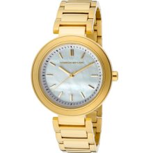 Kenneth Jay Lane Watch 2006 Women's White Mop Dial Goldtone Ip Stainless Steel