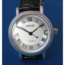 Kessaris Ladies Automatic Movement Date Watch With Leather Strap